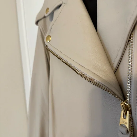 MACKAGE Women’s XXL Baya Jacket in White Lamb Leather Biker Moto CP25 - Picture 5 of 15